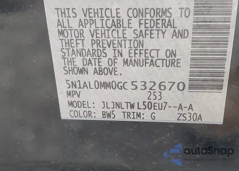 2016 Infiniti Qx60 from USA, damaged, VIN 5N1AL0MM0GC532670